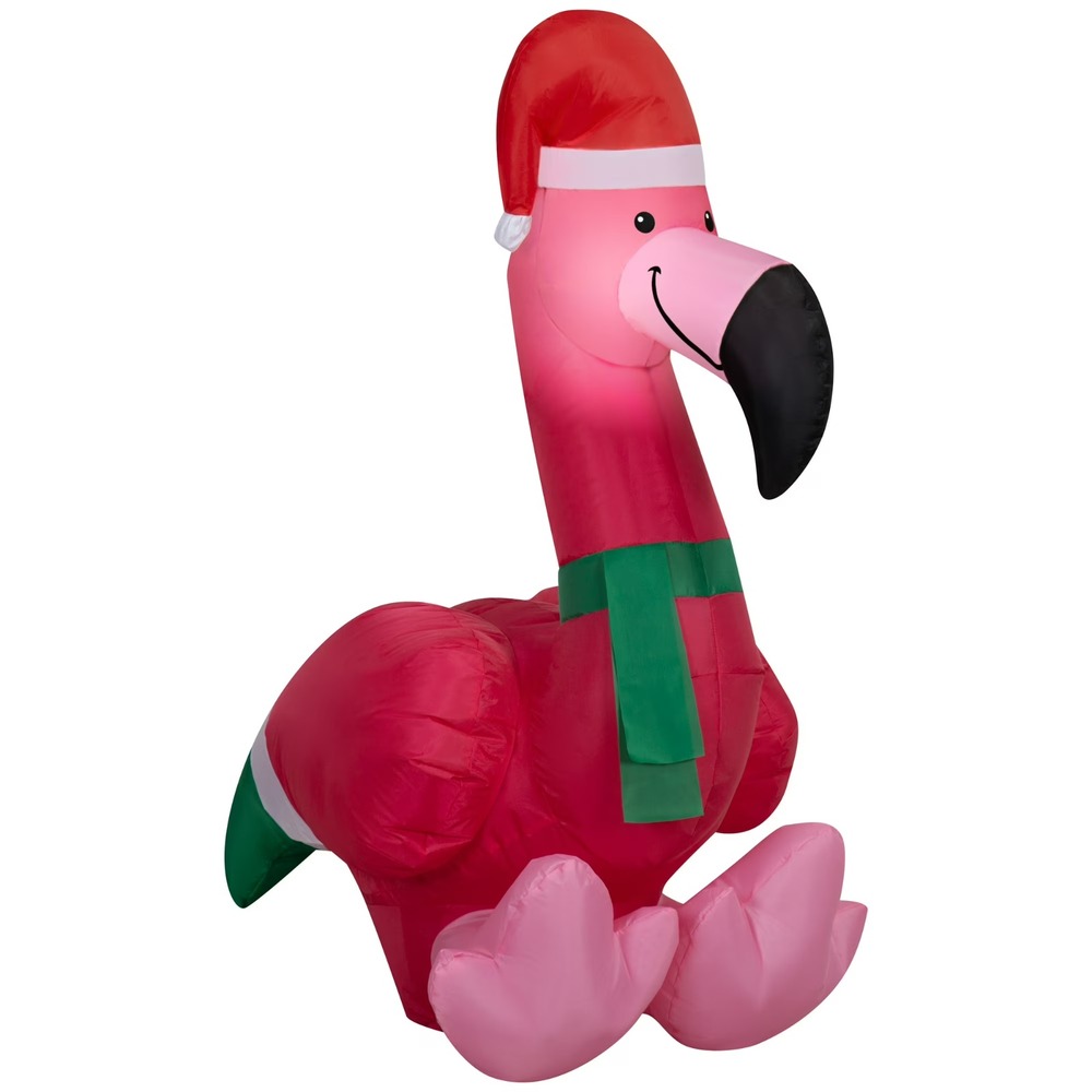 Christmas Festive Flamingo Airblown Yard Inflatable 3.5' Tall Indoor/Outdoor